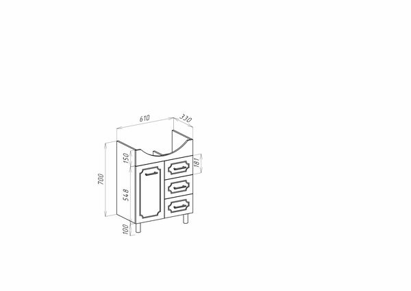 Тумба под раковину Bellezza Стелла 65 4636010140014