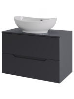 Тумба с раковиной подвесная 70 см, Orange Line Li-70TugMDF+B08-585w графит/белый