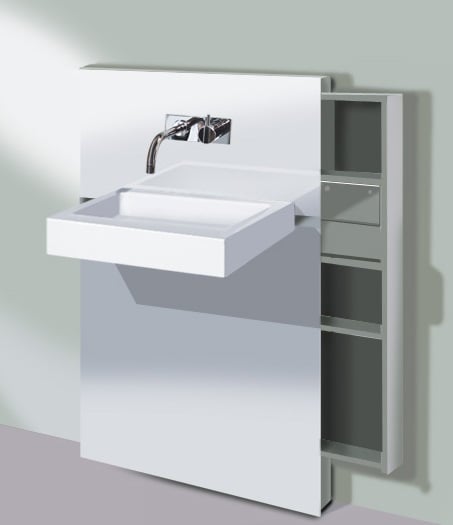 Cантехнический модуль Geberit Monolith для подвесного умывальника,стекло белое 131.045.SI.1