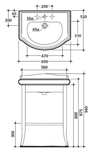 Тумба под раковину Kerasan Retro 7361K6