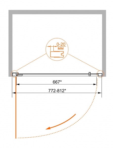 Душевая дверь в нишу Cezares PORTA-D-B-11-90-C-Cr
