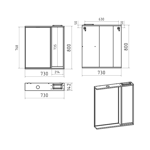 Зеркальный шкаф (73х80) Brevita Balaton 75 правый  BAL-04075-03-01П