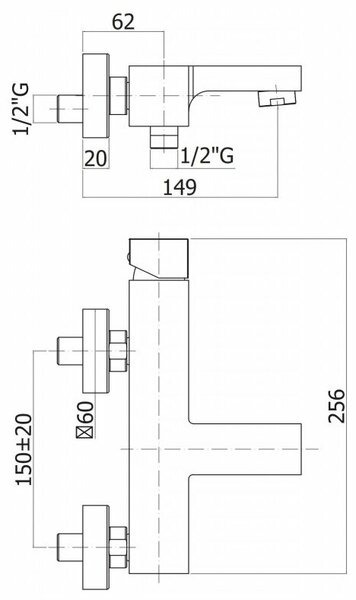 Смеситель для ванны Cezares Effekt EFFECT-VM-01 Смеситель для ванны Cezares Effekt EFFECT-VM-01