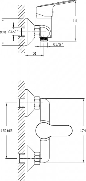 Смеситель для ванны с коротким изливом RUSH Crete CR3535-44 Смеситель для ванны с коротким изливом RUSH Crete CR3535-44