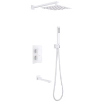 Душевой комплект ABBER Daheim AF8250W скрытого монтажа с изливом, термостат, белая матовая