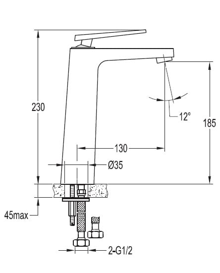 Смеситель для раковины Cezares Baden BADEN-F-LC-01-W0
