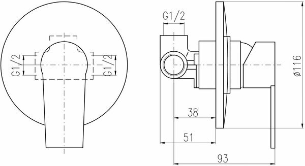 Смеситель встраиваемый для душа Rav Slezak Colorado CO183LZ