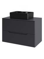 Тумба с раковиной подвесная 70 см, Orange Line Li-70TugMDF+B01-475MB графит/черный