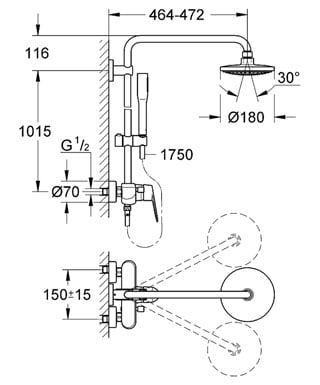 Душевая система Grohe Eurodisc Cosmopolitan 23058 002 (23058002) хром Душевая система Grohe Eurodisc Cosmopolitan 23058 002 (23058002) хром