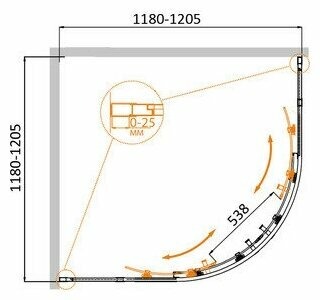 Душевой уголок (120х120) CEZARES MOLVENO MOLVENO-R-22-90+30-C-GM-IV