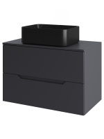 Тумба с раковиной подвесная 70 см, Orange Line Li-70TugMDF+B02-460MB графит/черный