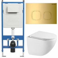 Комплект унитаза с инсталляцией Grossman Cosmo 97.4455SQC.02.310 с клавишей смыва