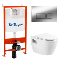 Комплект унитаза с инсталляцией BelBagno BB070CHR/SC/BB026/BB041CR