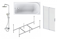 Ванна акриловая W80ASET-150SL Am.Pm Like 150x70 с каркасом и шторкой на б/в W80S-100PS-150MT  Like F0780700