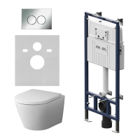 Комплект унитаза с инсталляцией Am.Pm MasterFit Sense IS100151.741701 с сиденьем микролифт, кнопка хром гялнец