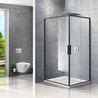 Душевой уголок Vincea  Slim VSS-2SL8010CLB-R (100х80)  матовый черный, стекло прозрачное, правый
