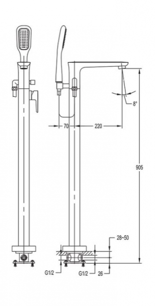 Смеситель для ванны Cezares Tesoro TESORO-F-VDP-01