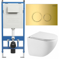 Комплект унитаза с инсталляцией Grossman Galaxy 97.4455SQC.01.300 с клавишей смыва