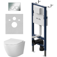 Комплект унитаза с инсталляцией Am.Pm Like IS90151.801900 с сиденьем микролифт, кнопка хром глянец