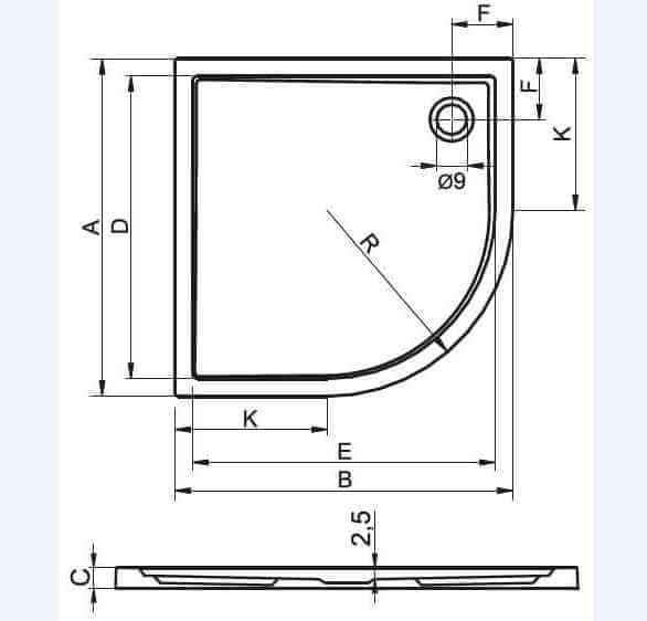 Душевой поддон RIHO ZURICH 278 Акриловый 80x80x4,5 D001021005