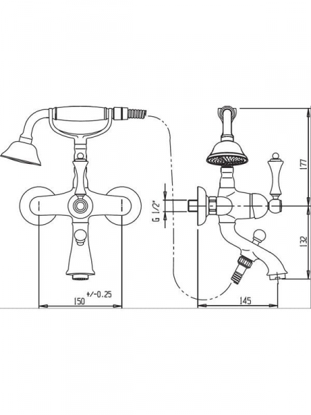Смеситель для ванны Cezares Atlantis ATLANTIS-VDPS-03/24-Sw
