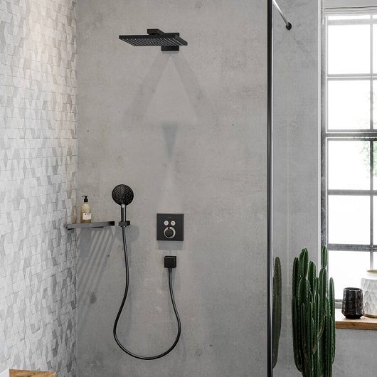 Верхний душ с кронштейном Hansgrohe Raindance E 300 AIR 1jet 26238340 шлифованный черный хром