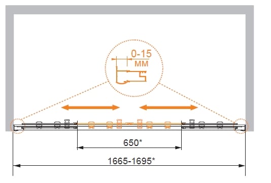Душевая дверь в проем Cezares PRATICO-BF-2-200-C-Cr