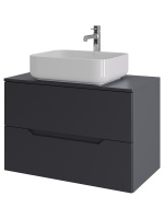 Тумба с раковиной подвесная 80 см, Orange Line Li-80TugMDF+B05-500W графит/белый