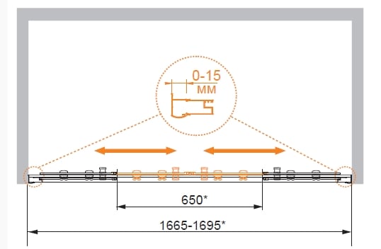 Душевая дверь в проем Cezares PRATICO-BF-2-160-P-Cr