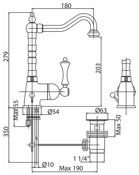 Смеситель для раковины Cezares Margot MARGOT-LSM2-03/24-M