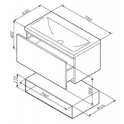 Тумба под раковину Am.Pm Gem M90FSX06022NF32