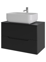 Тумба с раковиной подвесная 80 см, Orange Line Li-80TubMDF+B03-600W черный/белый