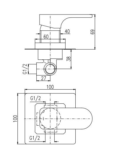 Смеситель встраиваемый для душа Rav Slezak Yukon YU183CMAT