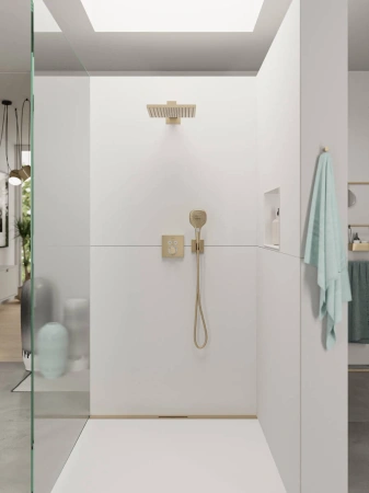 Верхний душ с кронштейном Hansgrohe Raindance E 300 AIR 1jet 26238140 шлифованная бронза
