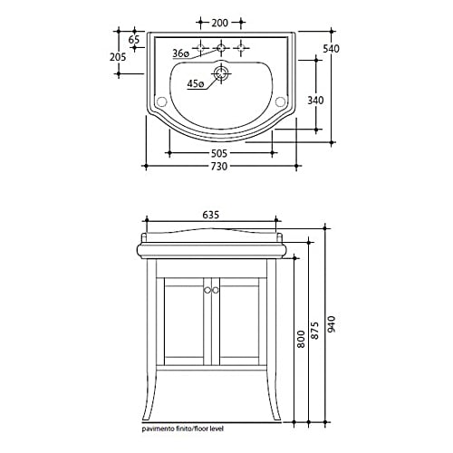 Тумба под раковину Kerasan Retro 734953 bordo