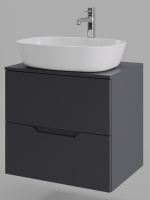 Тумба с раковиной подвесная 60 см, Orange Line Li-60TugMDF+B08-500W графит/белый