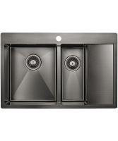 Кухонная мойка Paulmark Union PM537851-GML вороненая сталь левая