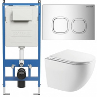 Комплект унитаза с инсталляцией Grossman Cosmo 97.4411SQC.02.100 с клавишей смыва