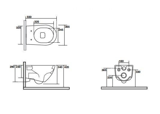 Подвесной унитаз безободковый Kerasan Aquatech 371401 без сиденья