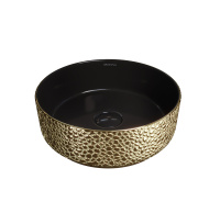 Раковина накладная (35,5х35,5) Grossman Color GR-5010GBL, черный, золото