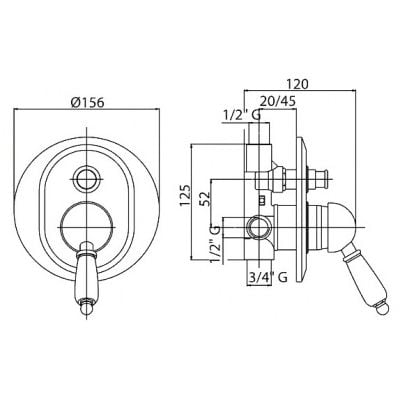 Смеситель для ванны Cezares Vintage VINTAGE-VDIM-03/24-Sw