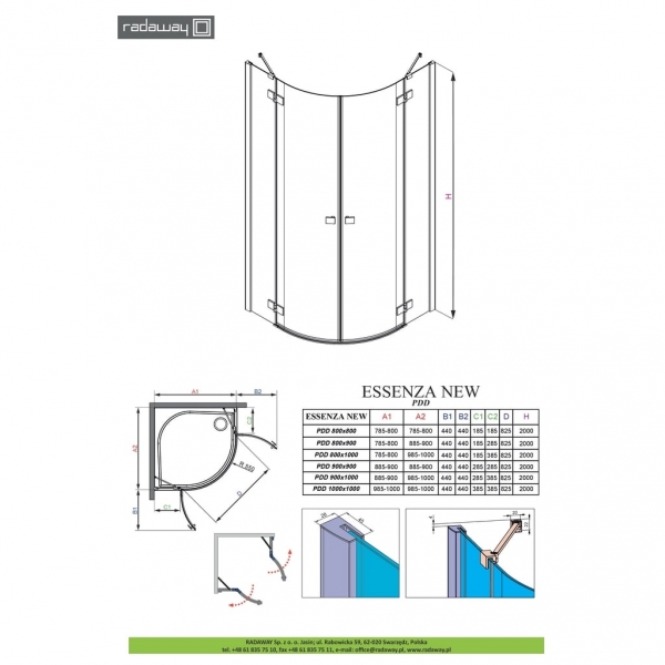 Правая часть душевой кабины Radaway Essenza New Black 385003-54-01R