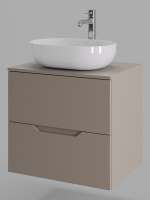 Тумба с раковиной подвесная 60 см, Orange Line Li-60TuLMDF+B05-480W латте/белый