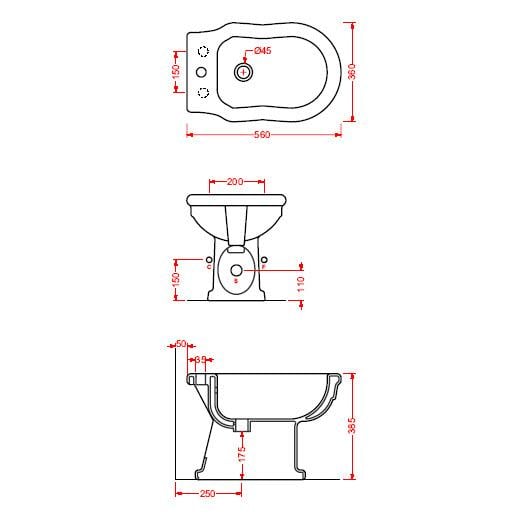 Биде напольное ArtCeram Hermitage черное, 1 отв, EE06V 03.00 (HEB002 03;00)