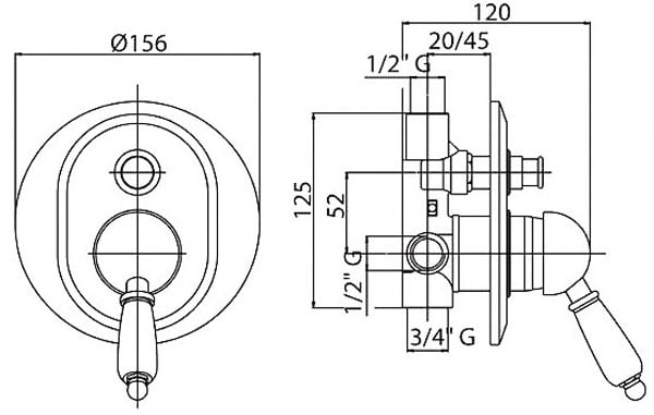 Смеситель для ванны Cezares ELITE ELITE-VDIM-01-M Смеситель для ванны Cezares ELITE ELITE-VDIM-01-M