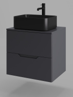 Тумба с раковиной подвесная 60 см Orange Line Li-60TugMDF+B02-460MB графит/черный
