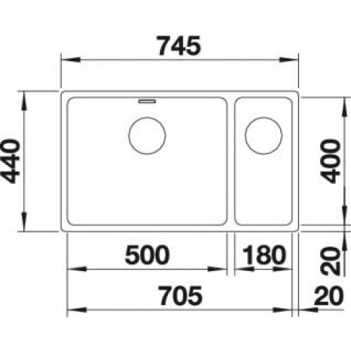 Кухонная мойка Blanco Andano 500/180-U (чаша справа) 522989