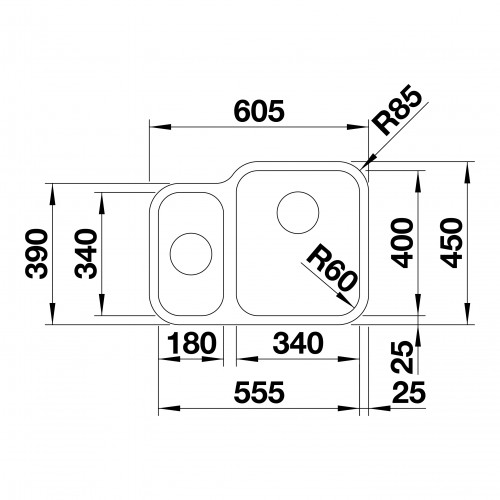 Кухонная мойка Blanco Supra 340/180-U (чаша слева, с клапаном-автоматом) 525217