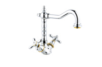 Смеситель для кухонной мойки Timo Ritz 0143FK chrome+gold