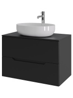 Тумба с раковиной подвесная 80 см, Orange Line Li-80TubMDF+B05-520W черный/белый